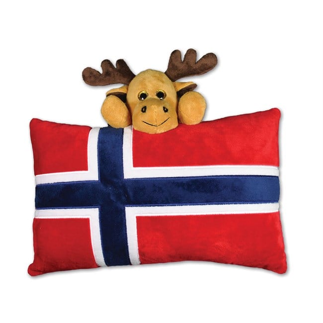 Stor plyshpute Norgesflagg med elg.